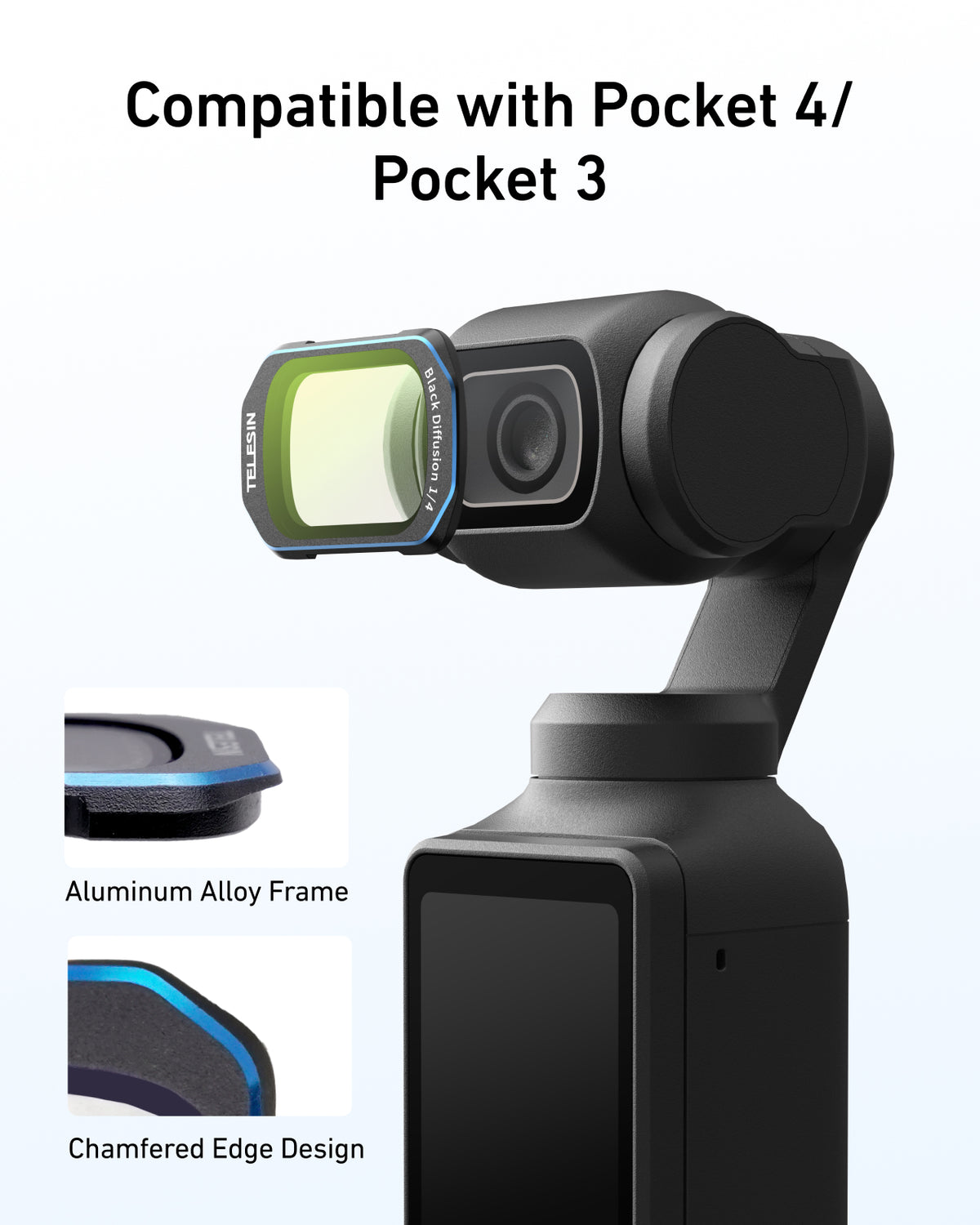 Telesin Pocket 4/3 Filter Kit (CPL+VND+1/4 Black Mist+Wide Angle Lens)