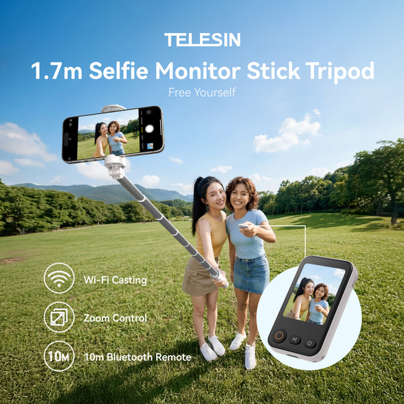 Telesin 1.7m Portable Selfie Stick Tripod with Screen Mirroring
