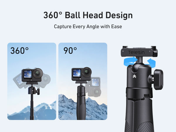 Telesin Mini Selfie Stick with Dual-Direction Magnetic Quick Release