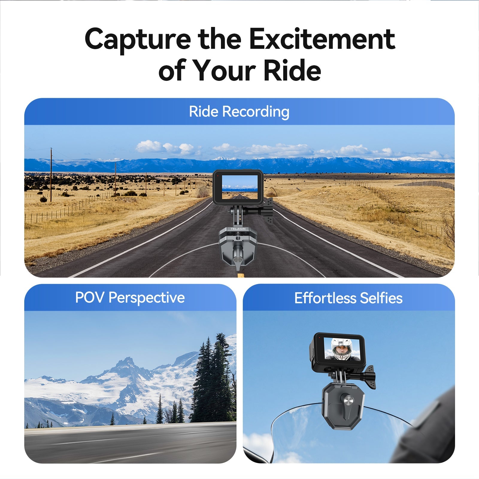 TELESIN Windshield Clamp Mount telesinstore