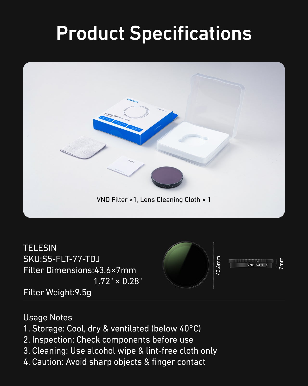 Telesin VND8-32 Filter for Action 6