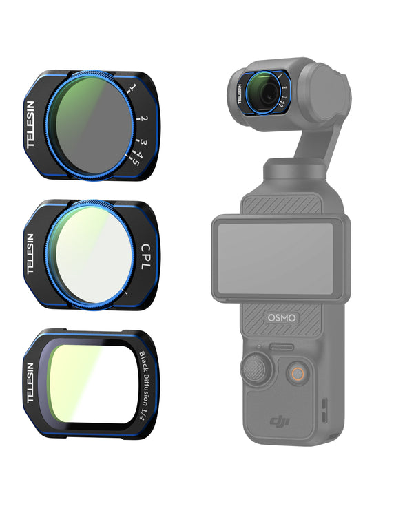 Telesin Filter Kits (CPL/VND/ 1/4 Black Mist) for Pocket 4/3