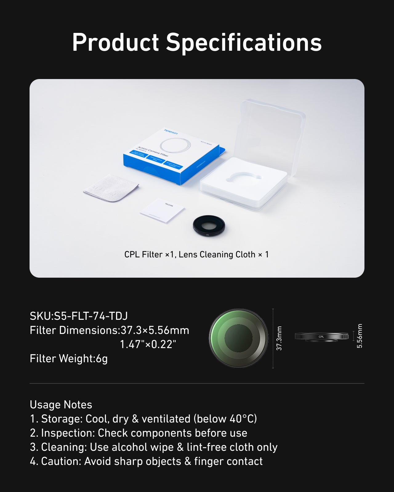 Telesin CPL Filter for Action 6(threaded)