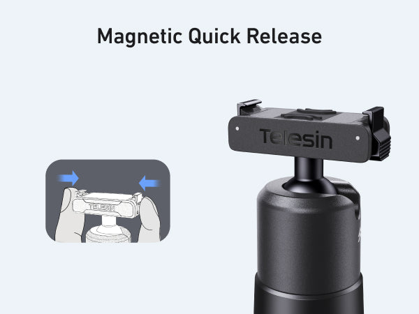 Telesin Mini Selfie Stick with Dual-Direction Magnetic Quick Release