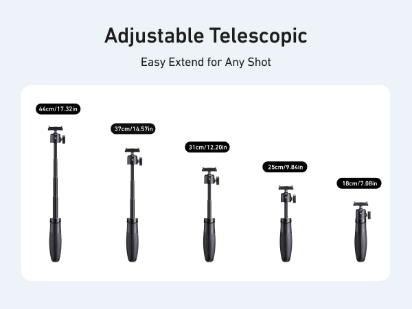 Telesin Mini Selfie Stick with Dual-Direction Magnetic Quick Release