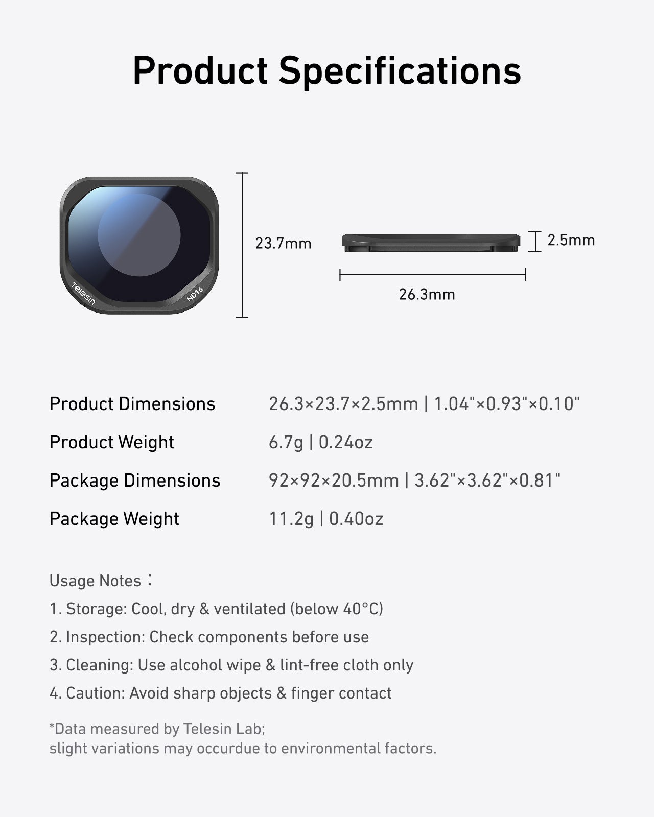 Telesin Luna Pro Filter Kit ND4 | ND16 | ND64