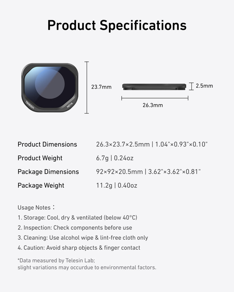 Telesin Luna Pro Filter Kit ND4 | ND16 | ND64