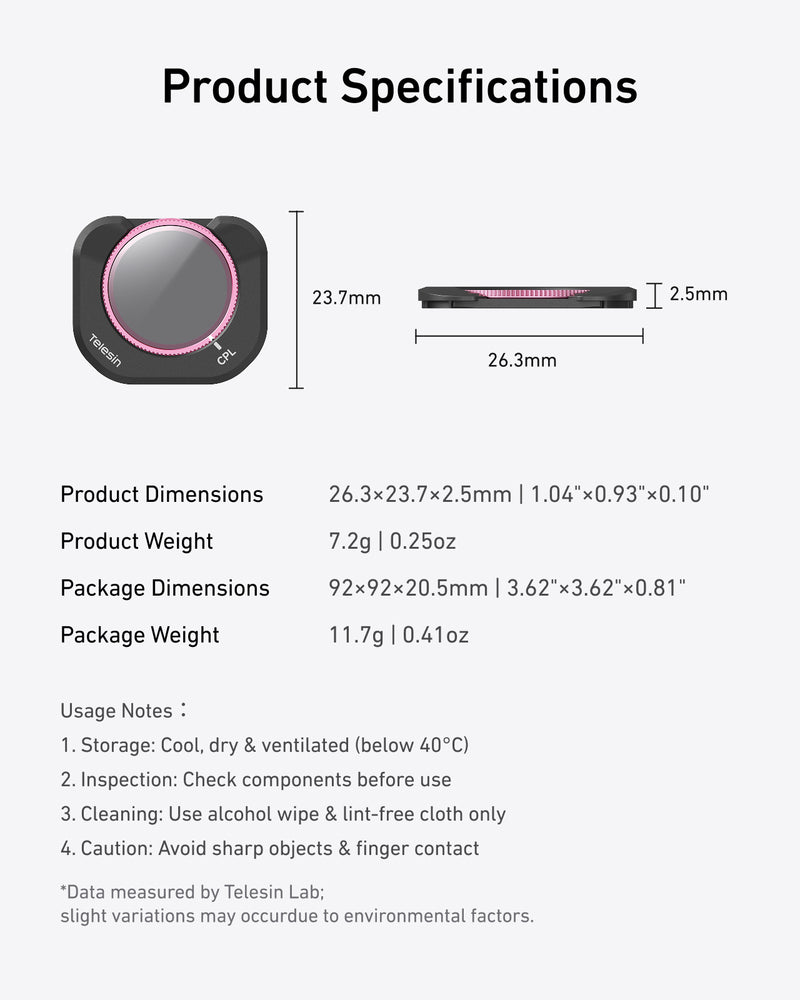 Telesin Luna Pro Filter Kit CPL| VND | Black Diffusion 1/4