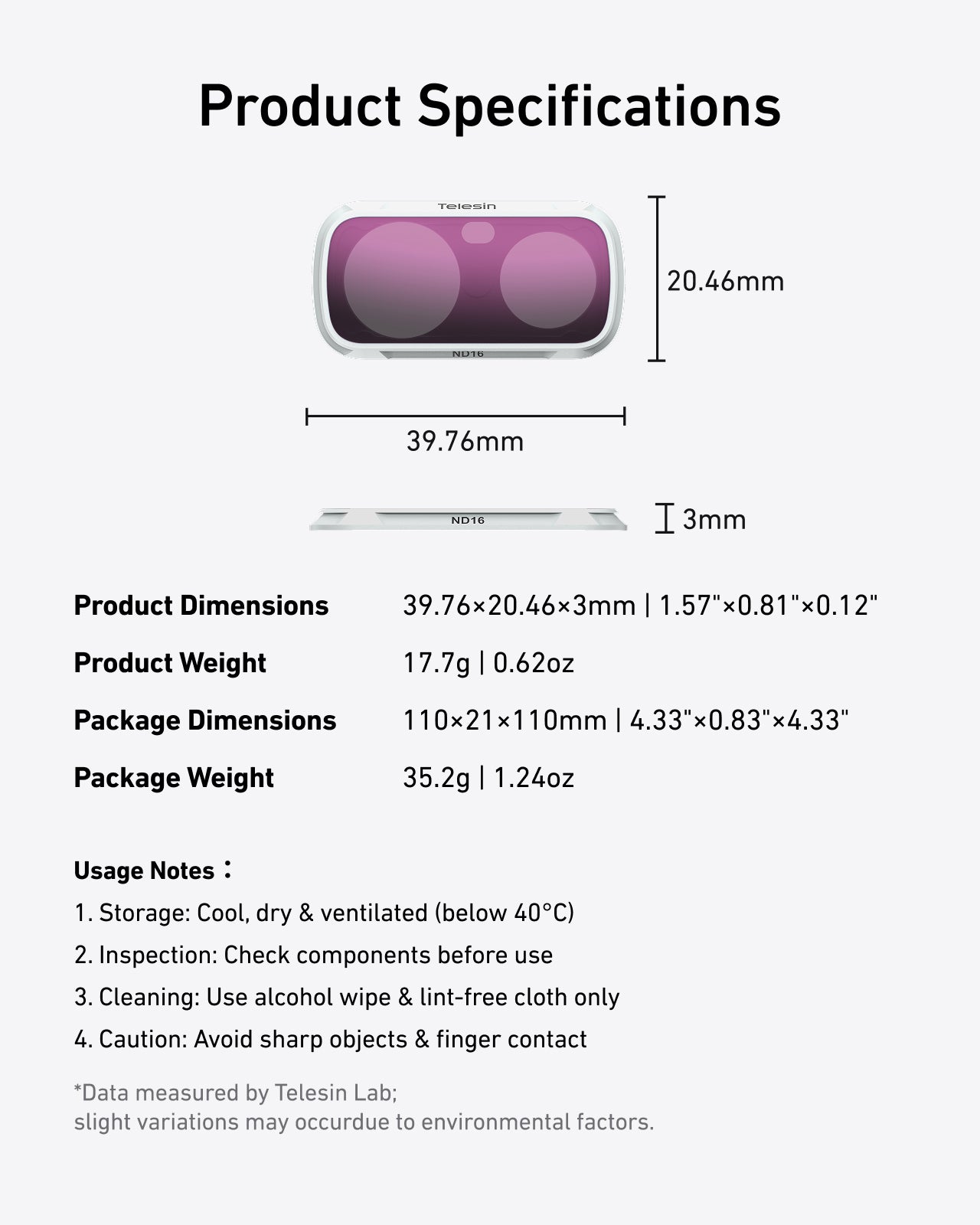 Telesin Luna Ultra Filter Kit ND4 | ND16 | ND64