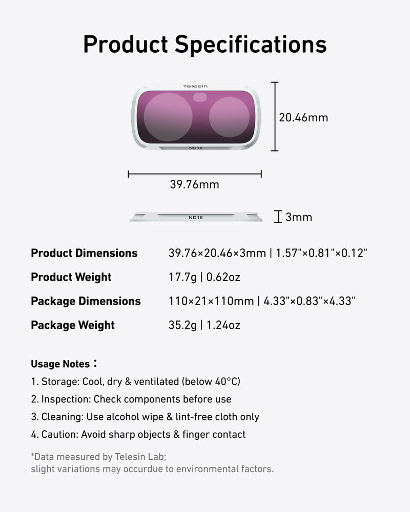 Telesin Luna Ultra Filter Kit ND4 | ND16 | ND64
