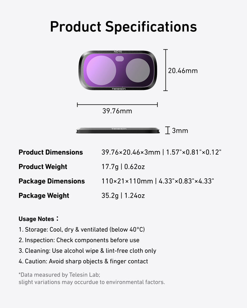 Telesin ND4+ND16+ND64 Filter Kit for Insta360 Luna Ultra