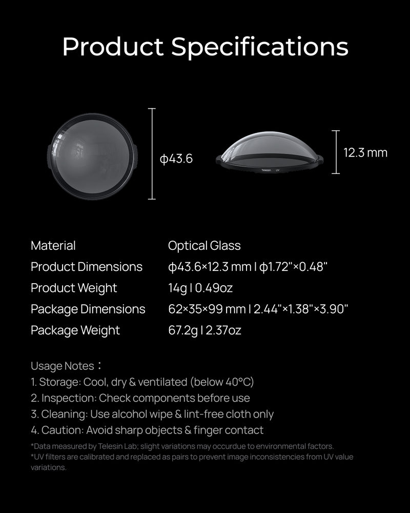 Telesin UV Filter Kit for Insta360 X6