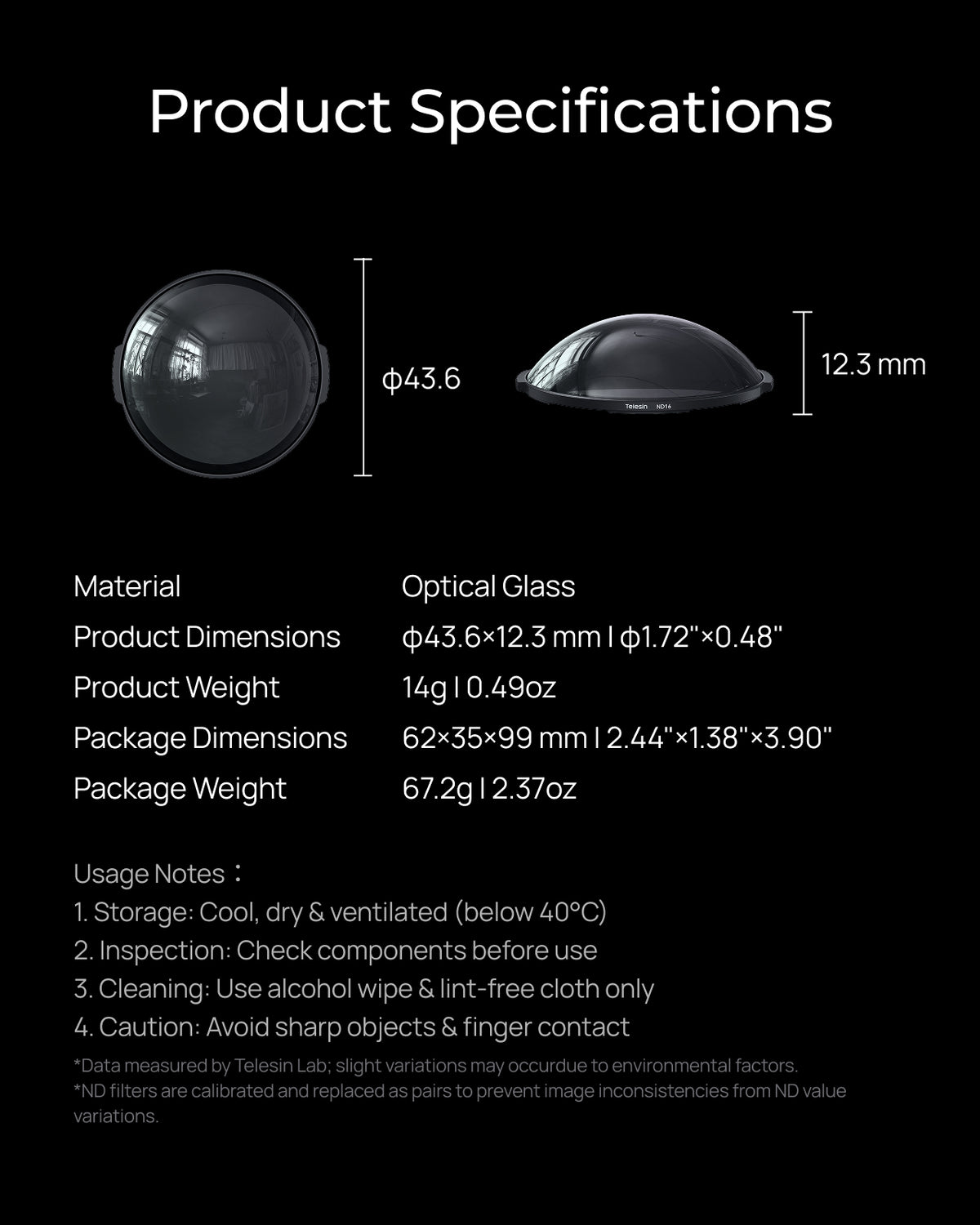 Telesin ND16 Filter Kit for Insta360 X6 (2-Pack)