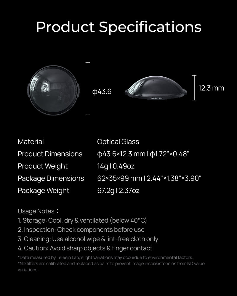 Telesin ND16 Filter Kit for Insta360 X6 (2-Pack)