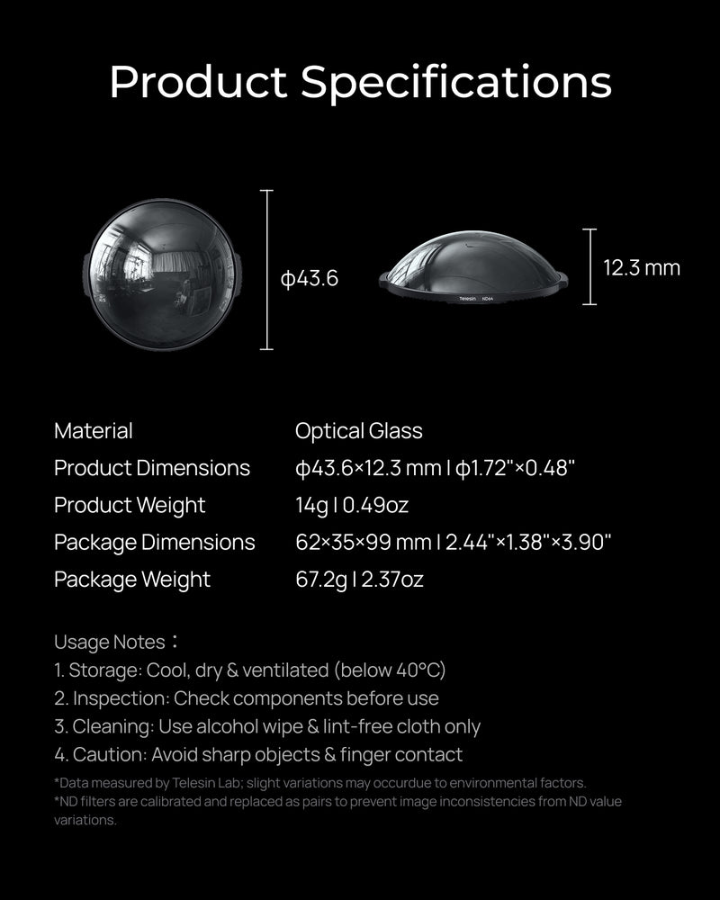 Telesin ND64 Filter Kit for Insta360 X6 (2-Pack)