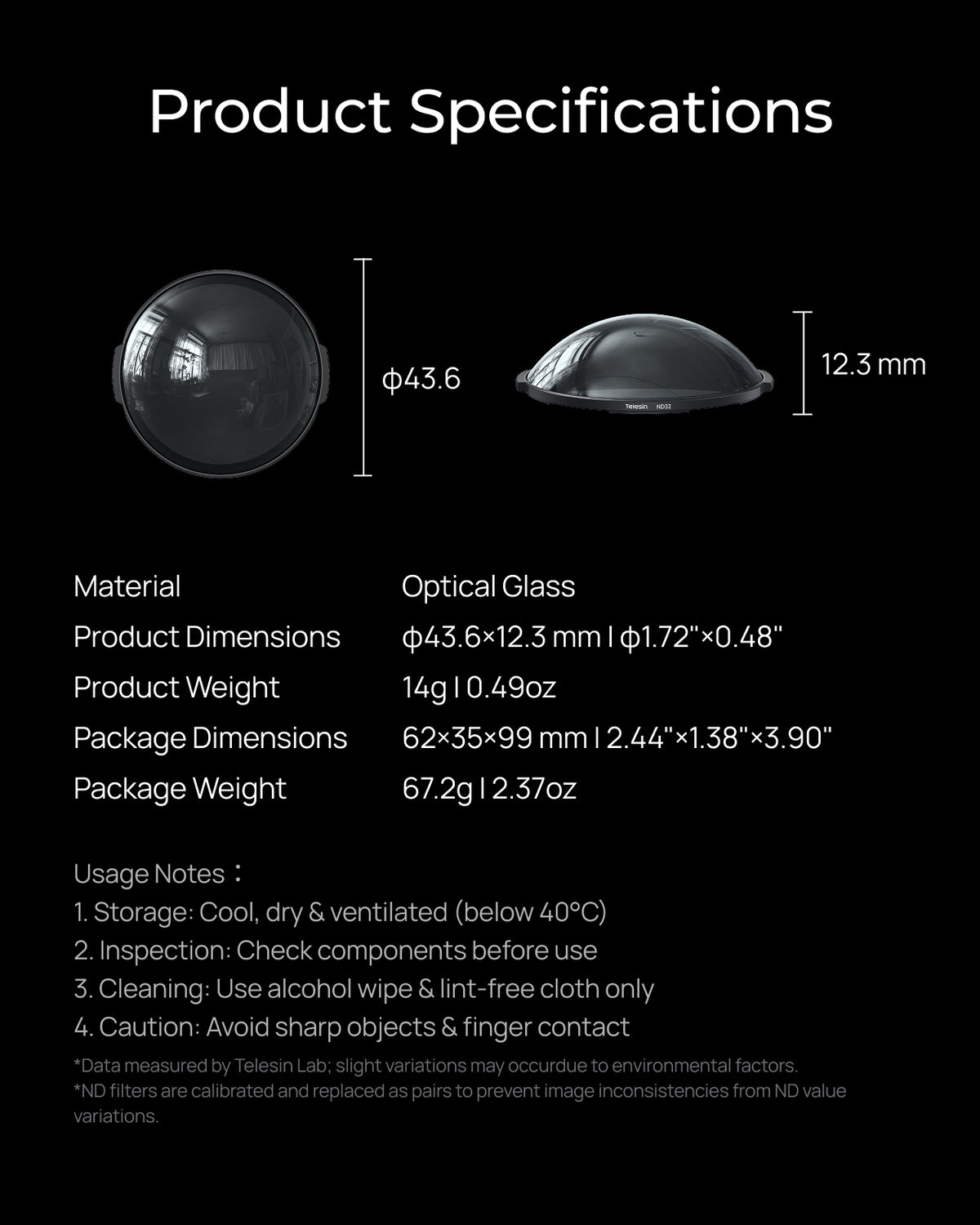 Telesin ND32 Filter Kit for Insta360 X6 (2-Pack)