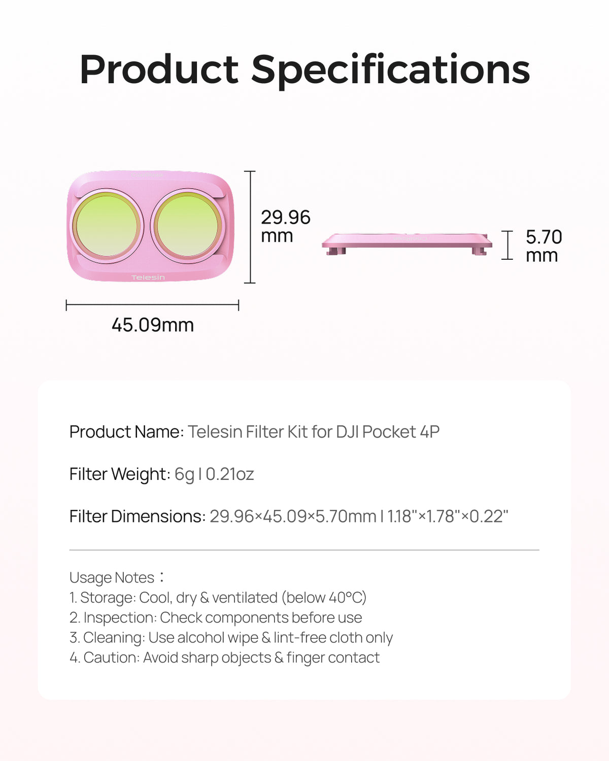 Telesin Pocket 4P Filter Kit Cool Rose +CPL +VND