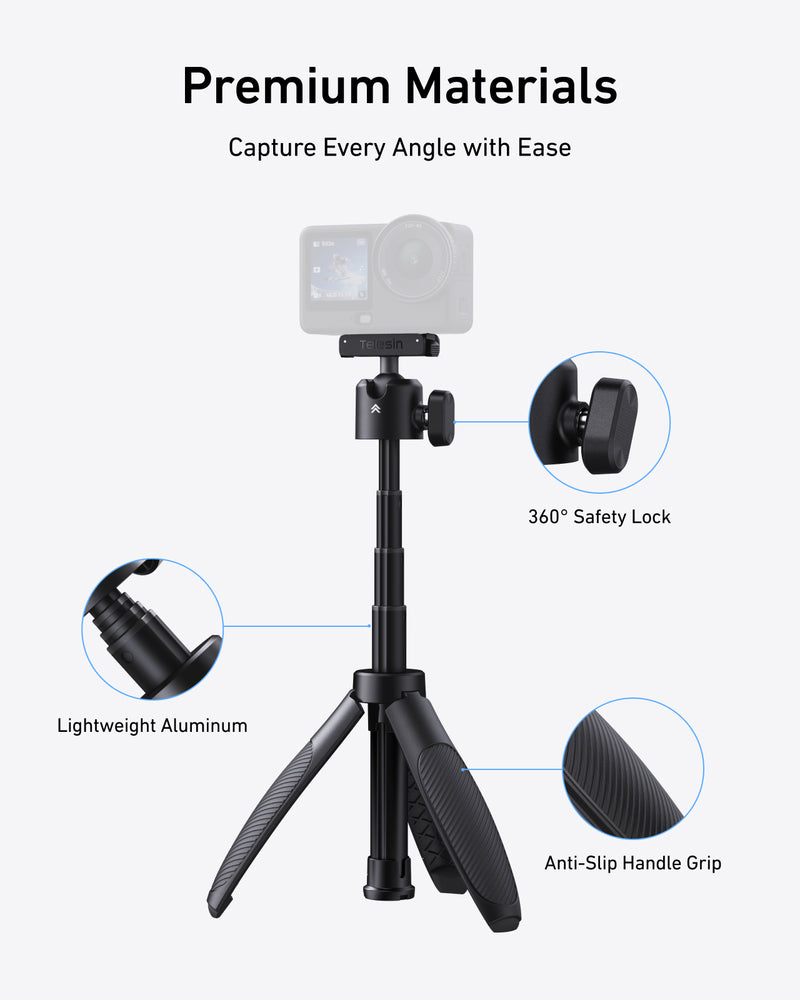 Telesin Mini Selfie Stick with Dual-Direction Magnetic Quick Release