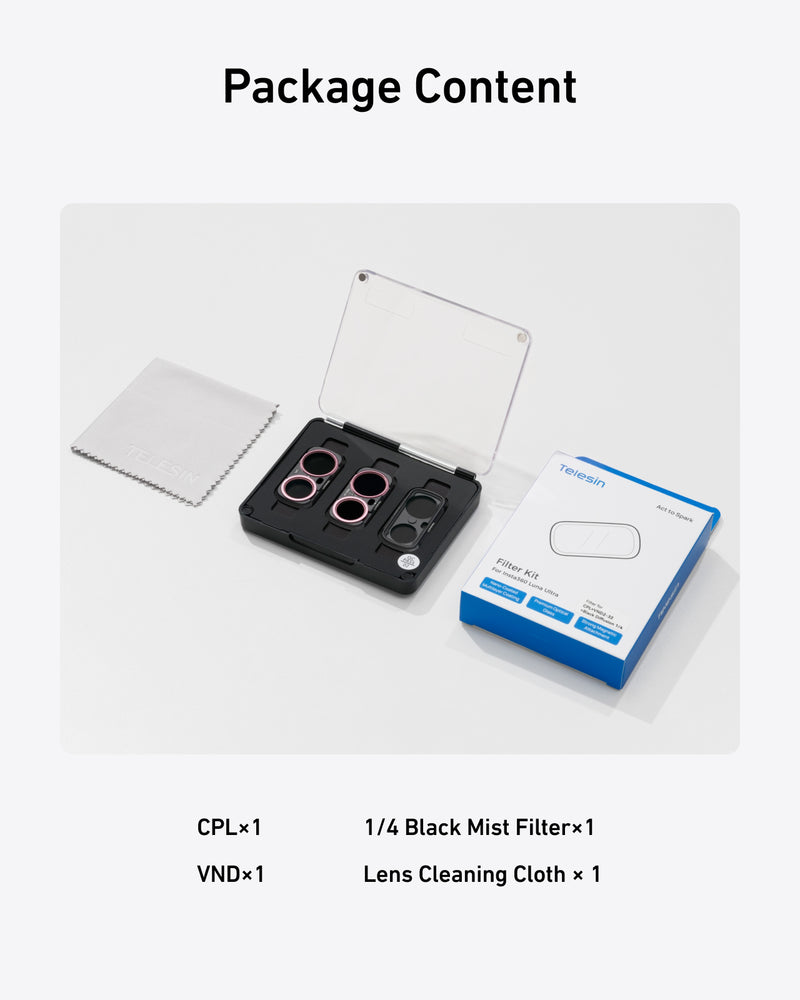 Telesin CPL+VND+1/4 Black Diffusion Filter Kit for Insta360 Luna Ultra