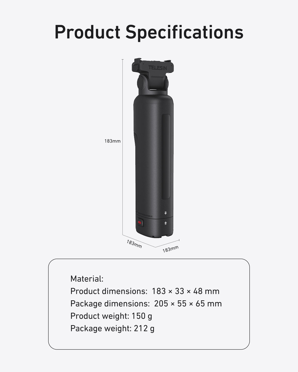 Telesin Handheld Charging Case for Action 6 /Action 5 Pro /Osmo 360