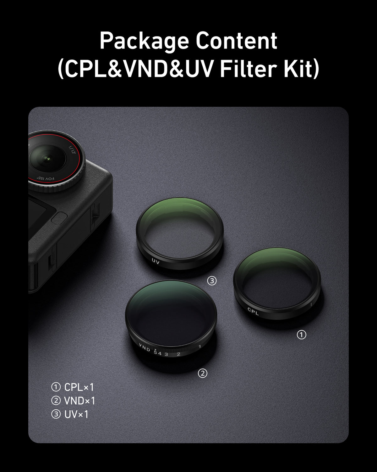 Filter-Kits (CPL/ND8/16/32) für DJI Osmo Action 6