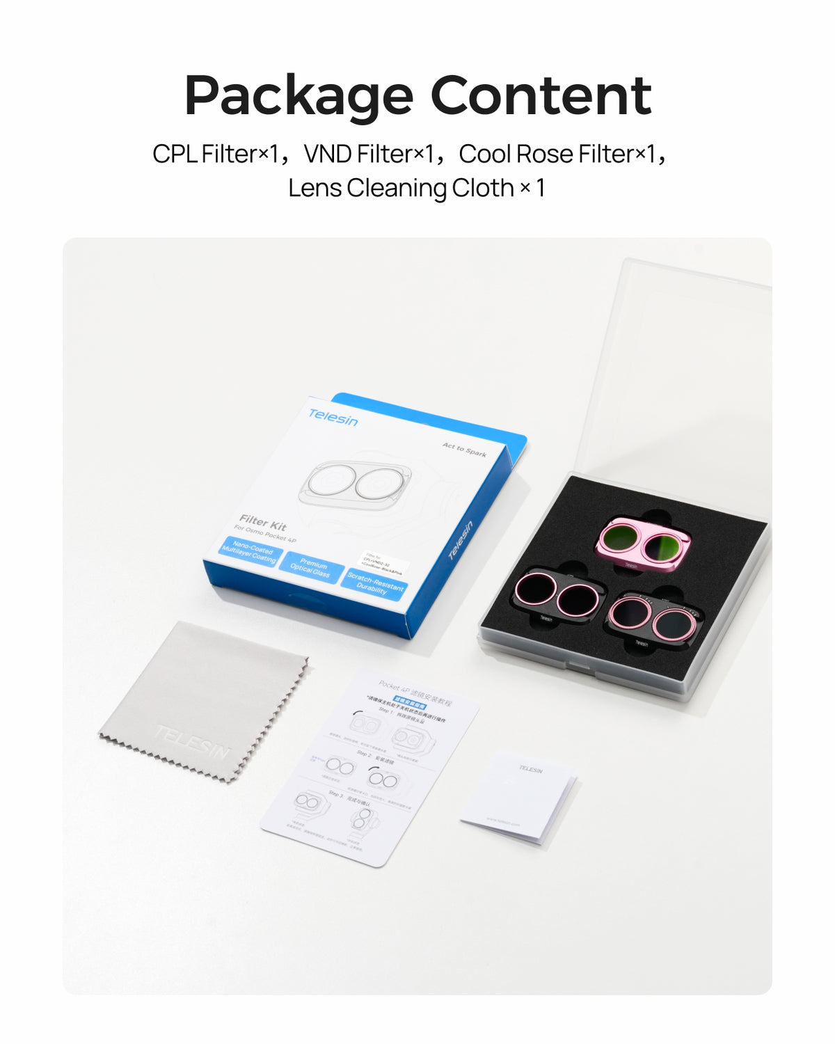 Telesin Pocket 4P Filter Kit Cool Rose +CPL +VND