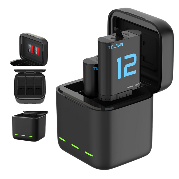Telesin Charging Case with 2 Batteries  for Hero 9-12