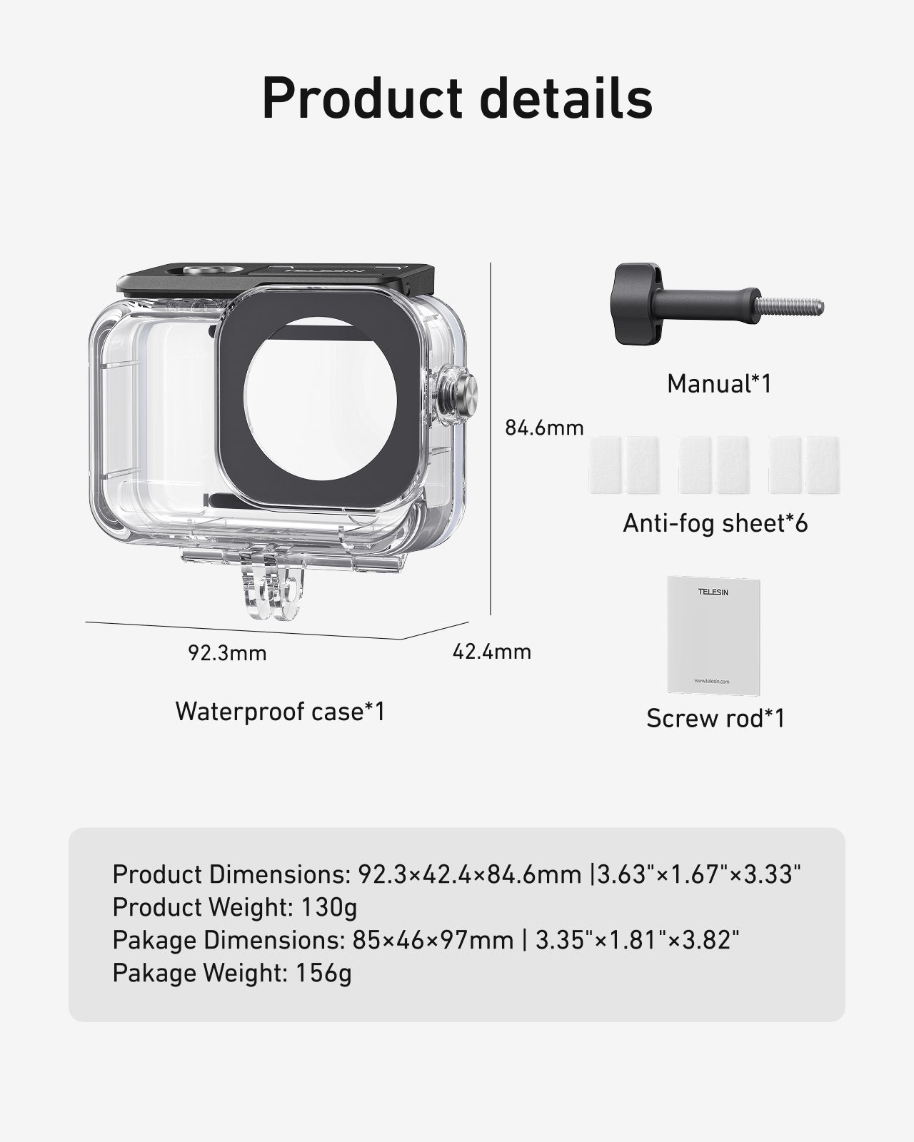 Telesin 60m Waterproof Case For DJI Osmo Action 6