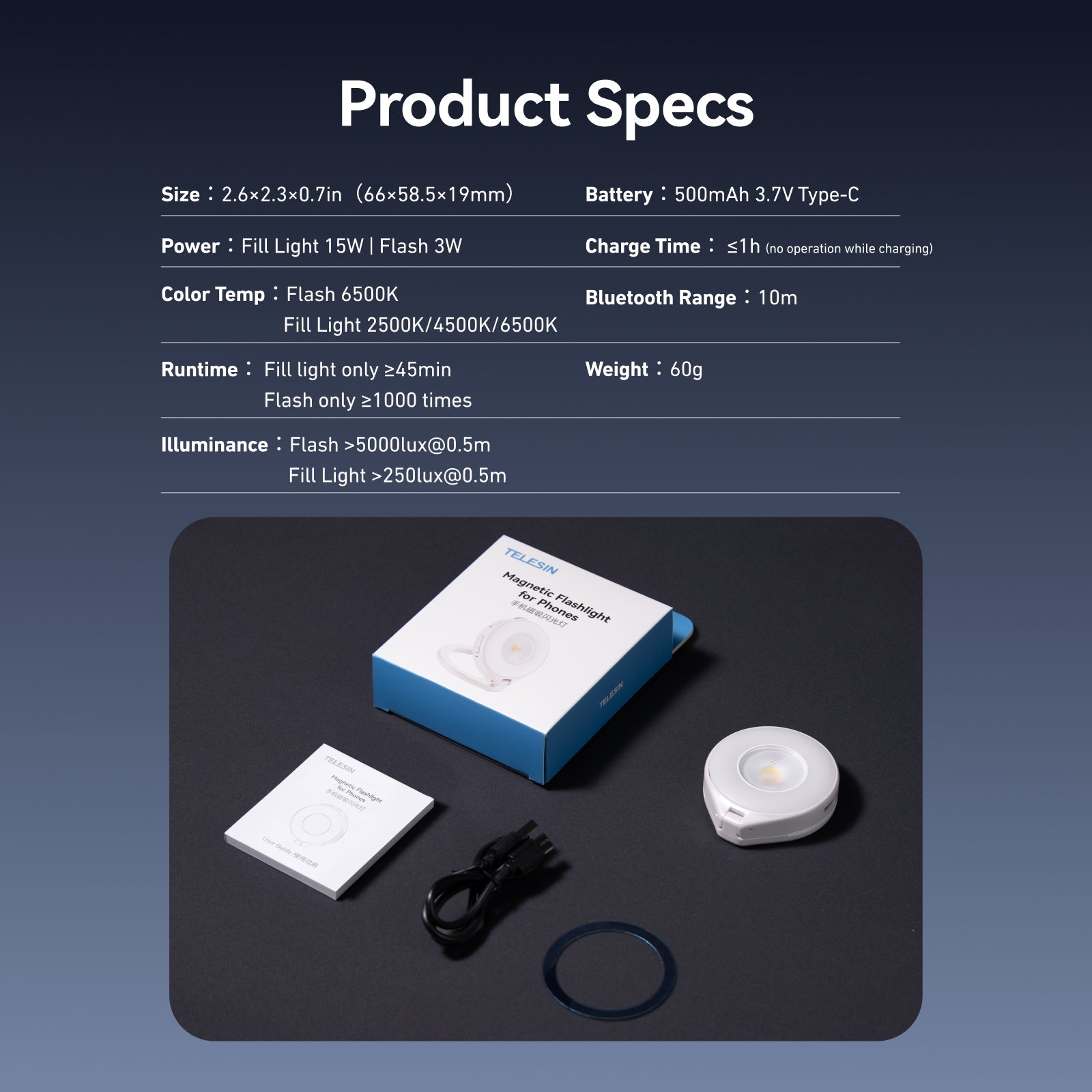 TELESIN Magnetic Flashlight for iPhone telesinstore