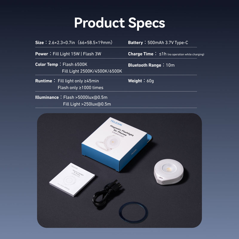 TELESIN Magnetic Flashlight for iPhone telesinstore