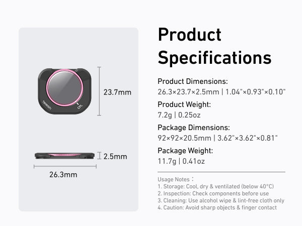 Telesin Luna Pro Filter Kit CPL| VND | Black Diffusion 1/4