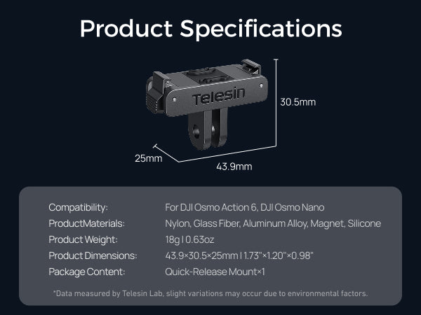 Telesin Dual-Direction Magnetic Quick-Release Base for DJI Osmo Action 6