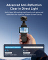 DJI Pocket 3 with TELESIN anti-glare screen protector clearly visible in strong daylight