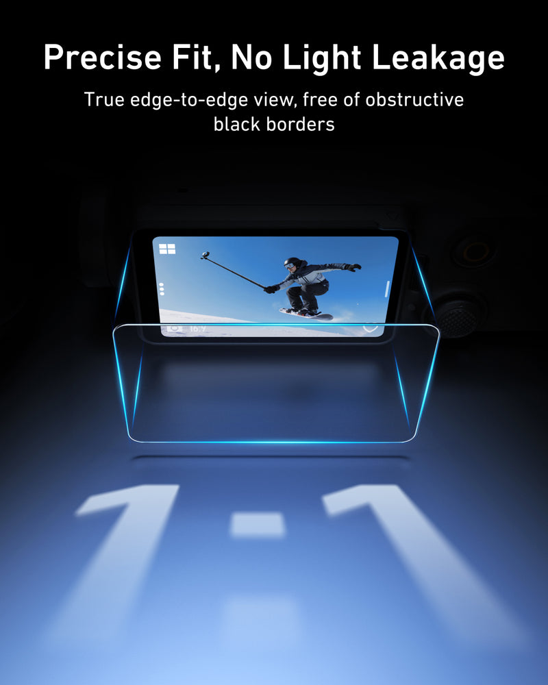 DJI Pocket 3 demo showing reduced reflections with TELESIN anti-reflection screen protector applied