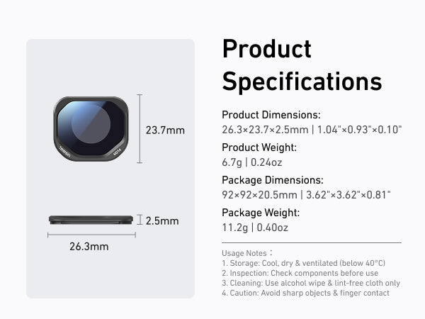 Telesin Luna Pro Filter Kit ND4 | ND16 | ND64