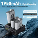 Chargeur Triple Pour GoPro Hero 13 Black - Lot 2 Batteries 1950 MAh + Boîtier Chargeur - Charge Rapide USB-C - Haute Capacité - 3
