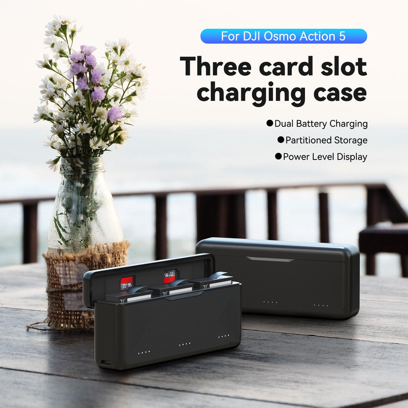 Telesin three card slot charging case for DJI Action 5 telesinstore