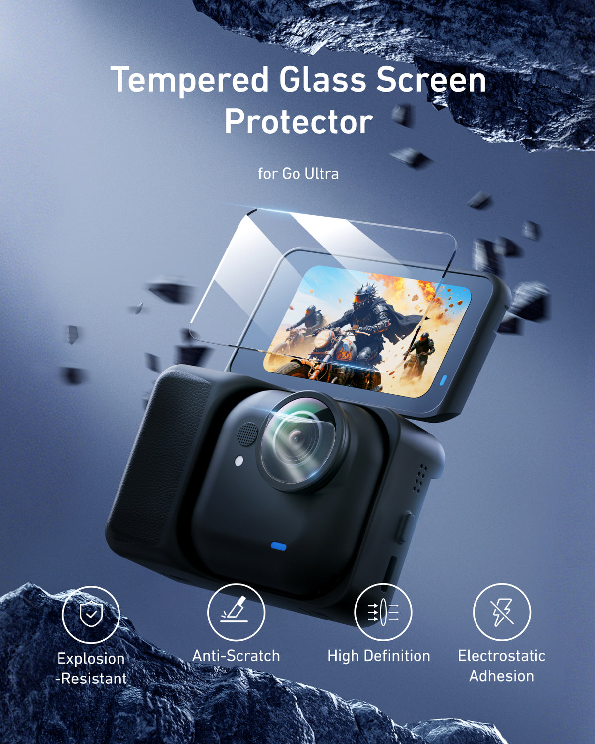 Telesin Tempered Glass Screen Protector for Insta360 GO Ultra
