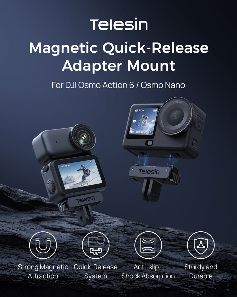 Telesin Dual-Direction Magnetic Quick-Release Base for DJI Osmo Action 6