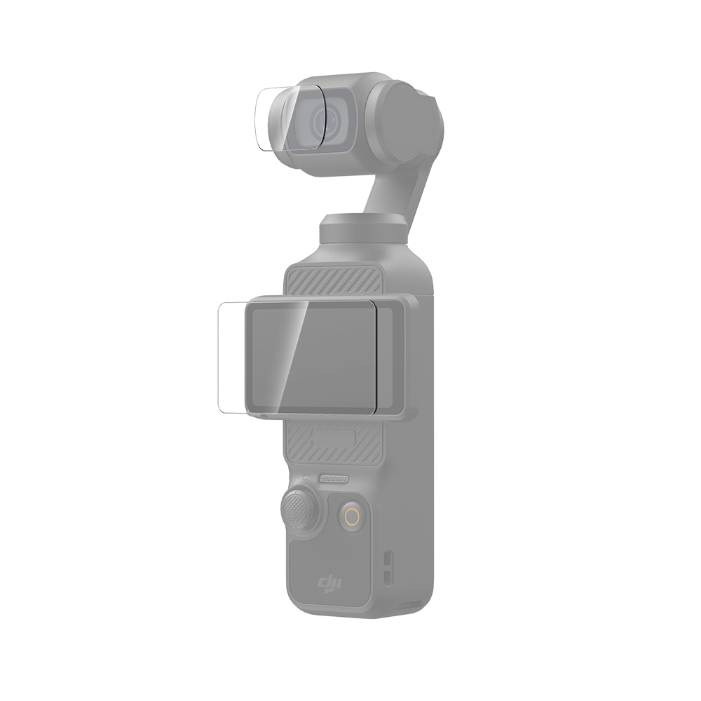 TELESIN anti-reflection screen protector installed on DJI Pocket 3 in bright outdoor sunlight