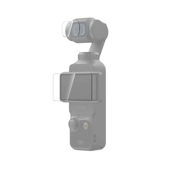 TELESIN anti-reflection screen protector installed on DJI Pocket 3 in bright outdoor sunlight