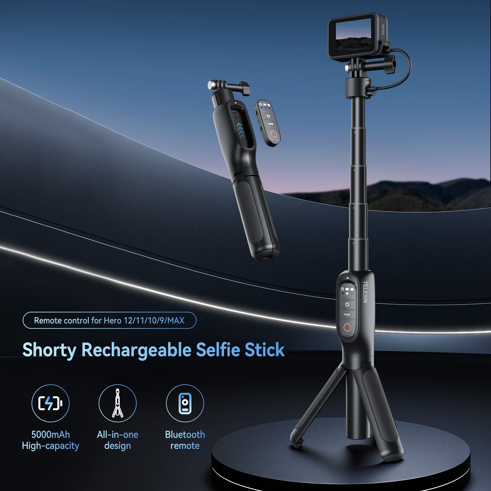 Shorty Rechargeable Selfie Stick telesinstore