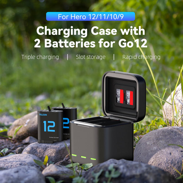 Charging Case with 2 Batteries  for Hero 9-12 TELESIN