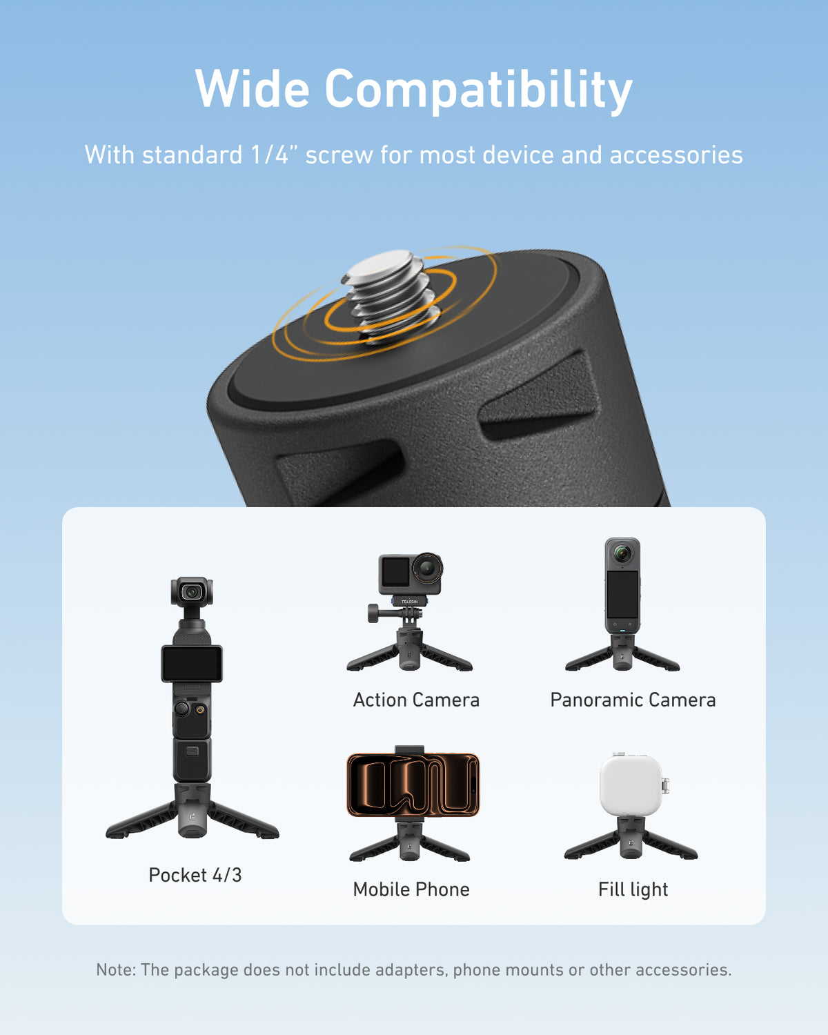 Telesin Mini Portable Tripod & Grip 2-in-1 for Osmo Pocket 4/3