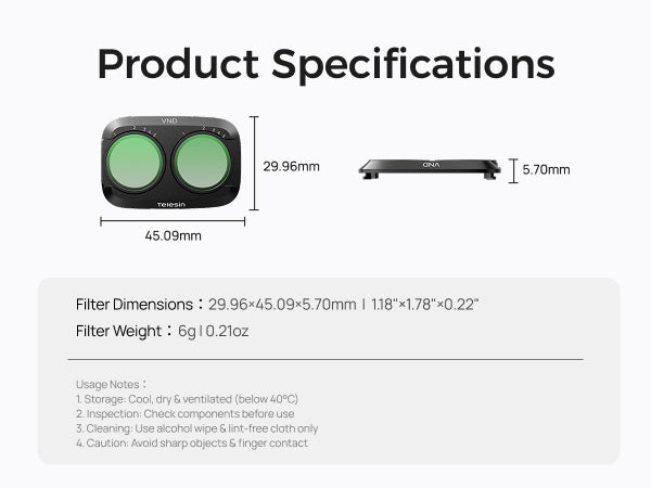 Telesin VND 2-32 Adjustable ND Filter for DJI Osmo Pocket 4P (Black)