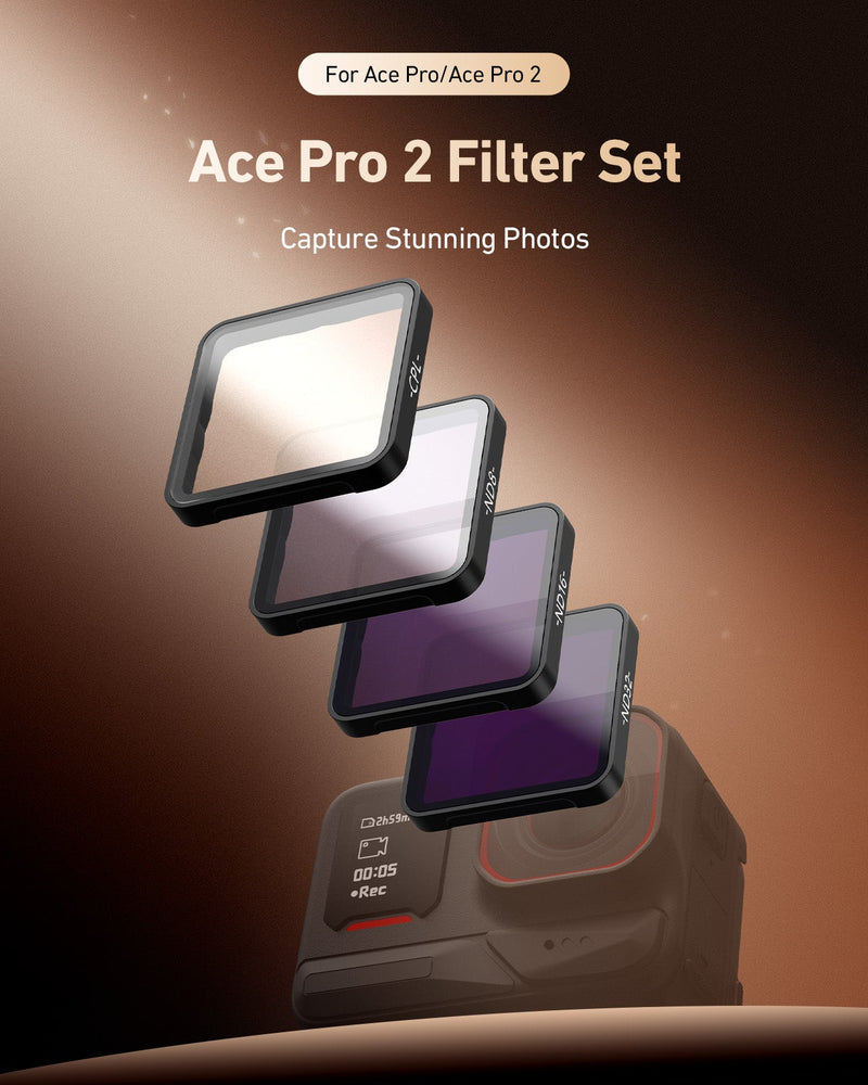 Close up of TELESIN ND8 ND16 ND32 filters for Insta360 Ace Pro Ace Pro 2 showing clear lens glass