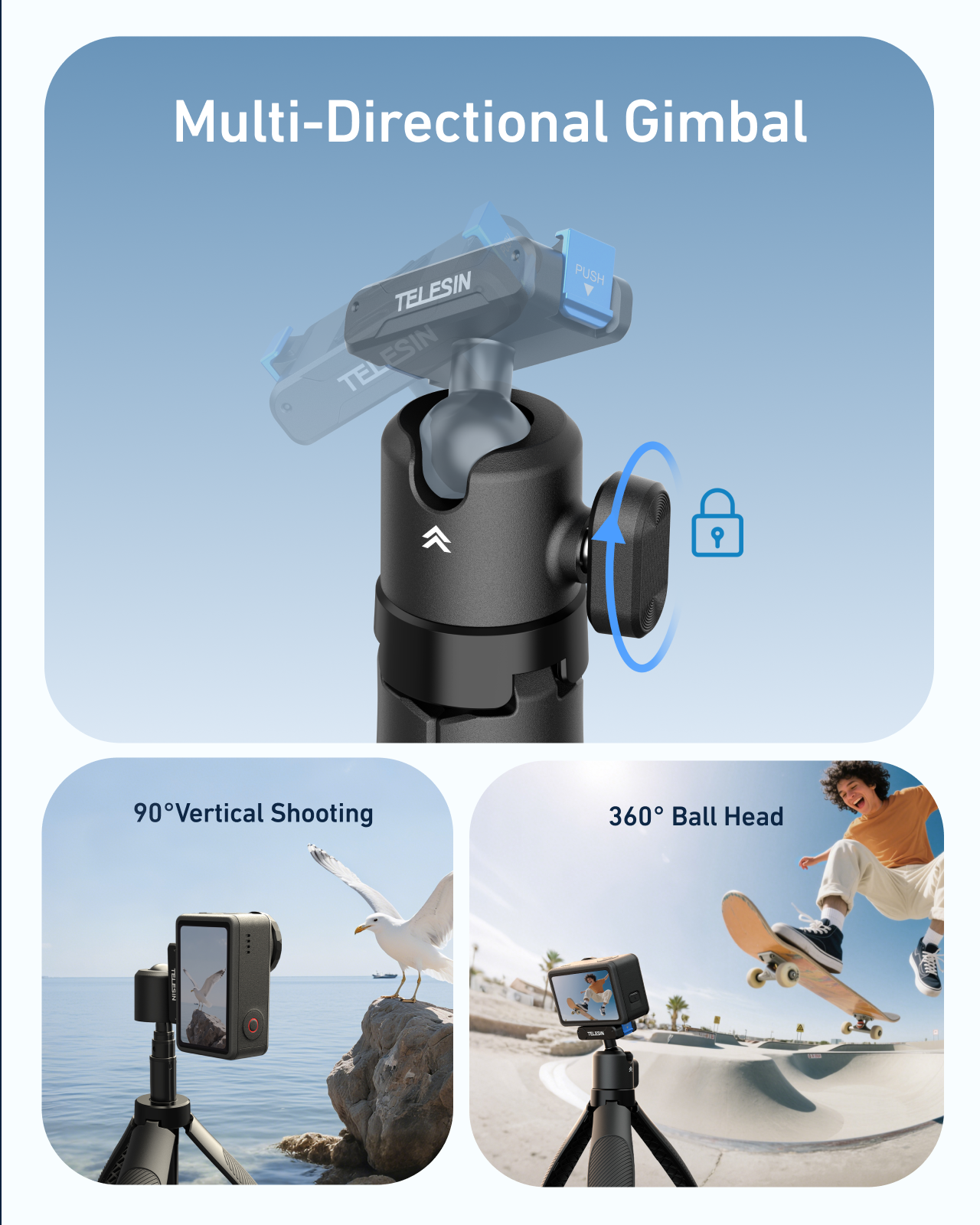 TELESIN Quick-Release Selfie Stick for  DJl Action telesinstore