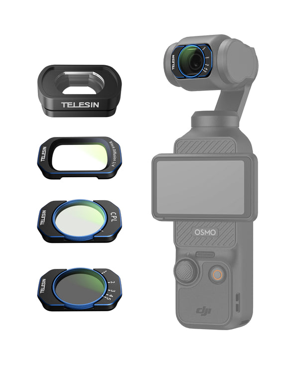 Telesin Pocket 4/3 Filter Kit (CPL+VND+1/4 Black Mist+Wide Angle Lens)
