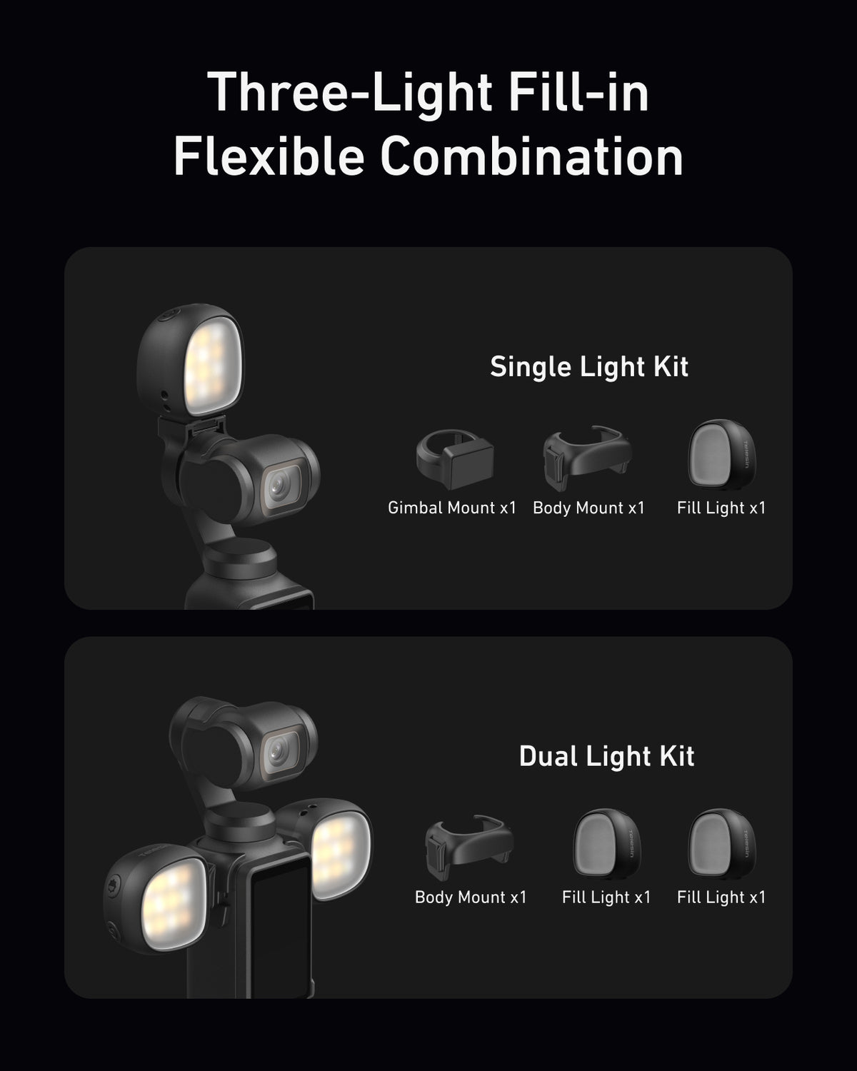 Telesin Dual Mini Fill Light Set for DJI Osmo Pocket 4/4P