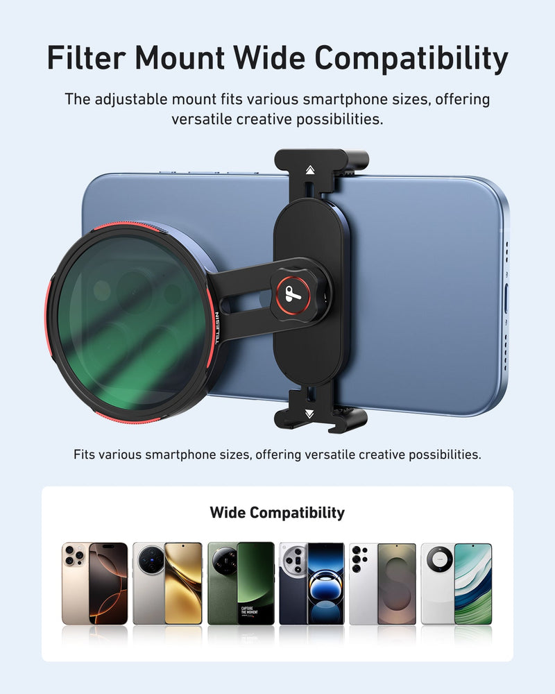 TELESIN Phone Filters Mount with secure locking mechanism for stable shots during action filming